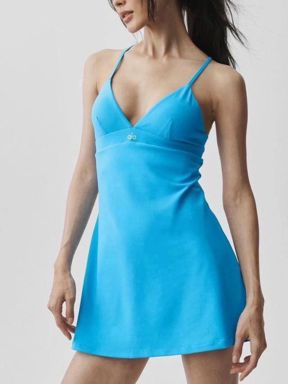 ALO Yoga Women’s Airbrush Splendor Mini Dress in Azure Blue — Size M